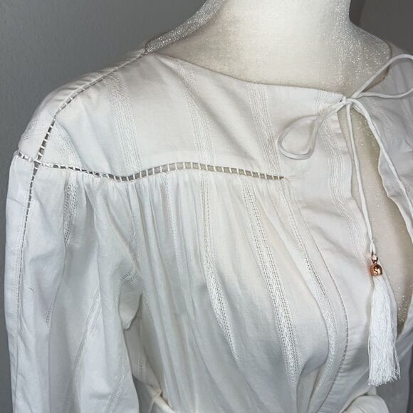 Zimmerman White Cotton Long Sleeve Belted Maxi Zim Sz 0/ Small/ US 4 - Picture 4 of 13
